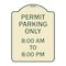 Signmission Permit Parking 8-00 Am to 8-00 Pm Heavy-Gauge Aluminum Architectural Sign, 24" x 18", TG-1824-23321 A-DES-TG-1824-23321 - alternate 1